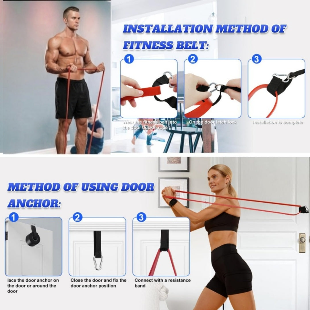 Resistance Bands Set — Home Gym Workout Kit with Handles & Door Anchor