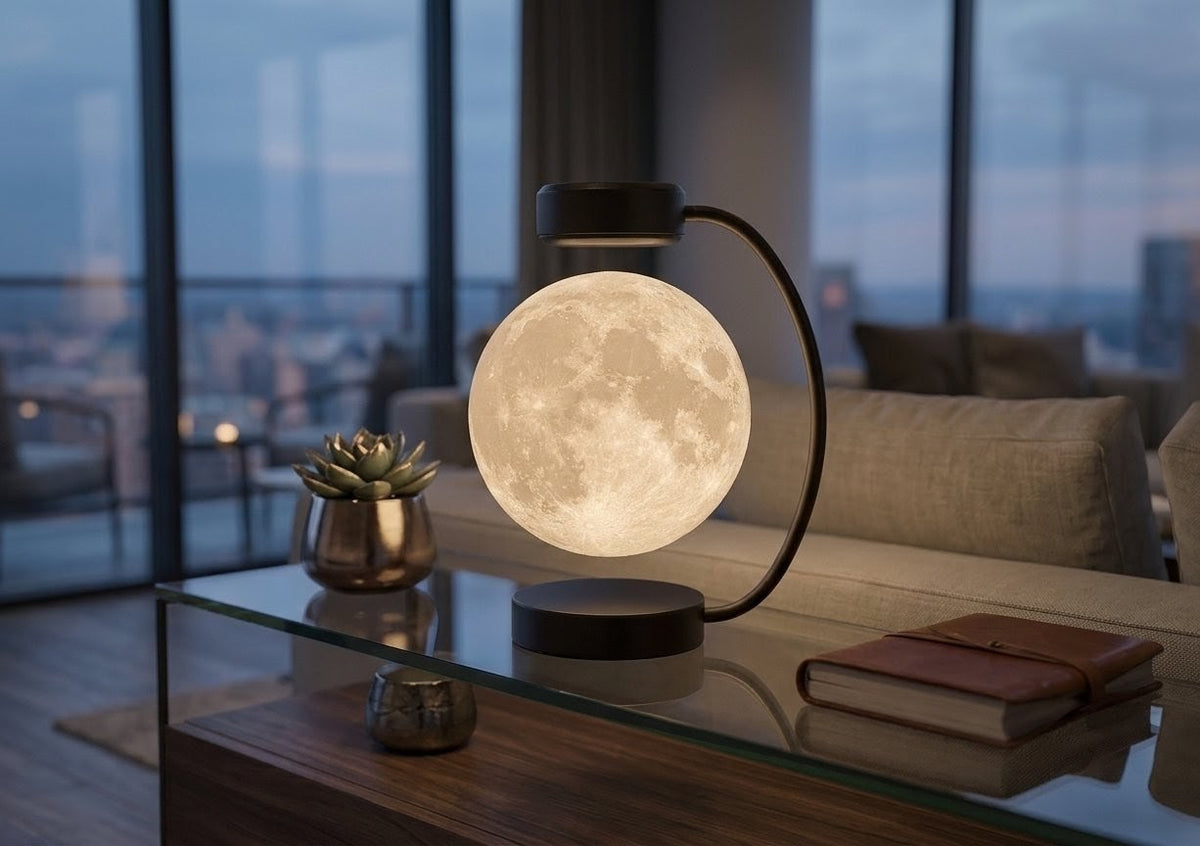 Levitating Aura Moon Lamp╶ Floating 3D Night Light for Home & Office
