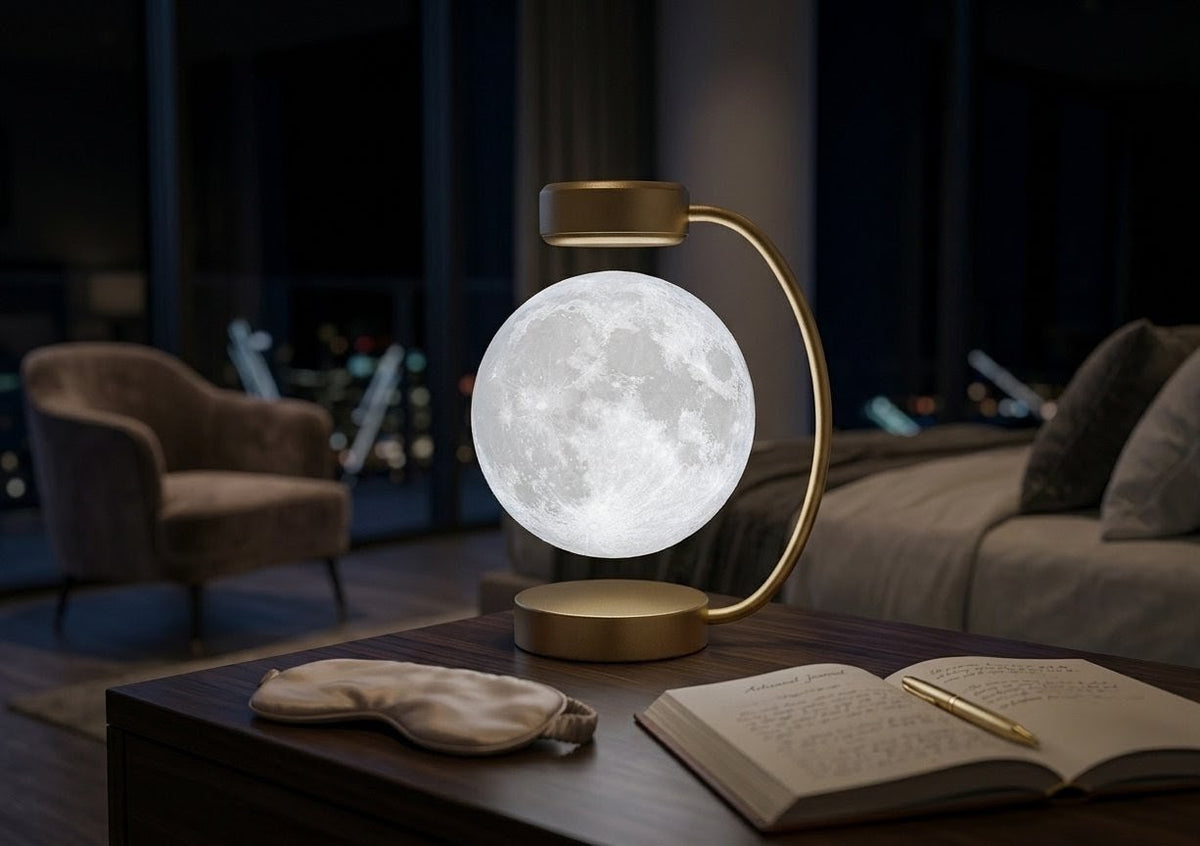 Levitating Aura Moon Lamp╶ Floating 3D Night Light for Home & Office